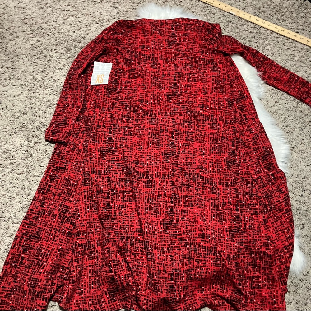 LuLaRoe Red and Black Women's Cardigan
